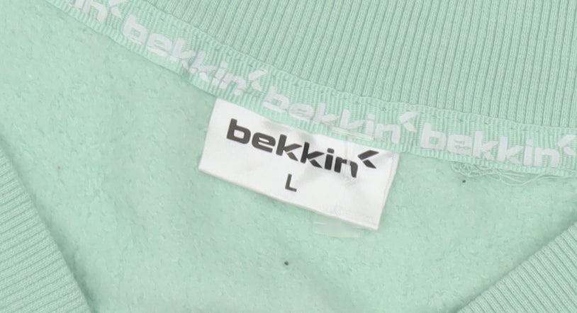 bekkin Women's Green V-Neck Pullover Sweatshirt, Size L
