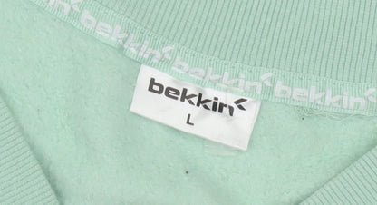 bekkin Women's Green V-Neck Pullover Sweatshirt, Size L