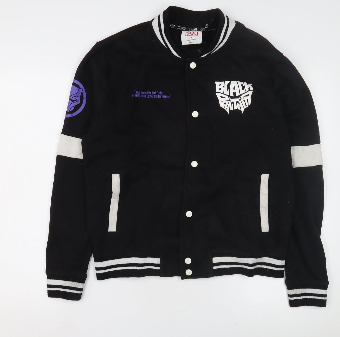Unisex Adults UK Size M Marvel Black Varsity Jacket