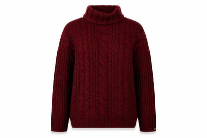 Dex Women's Red Cable-Knit Roll Neck Jumper, Size S