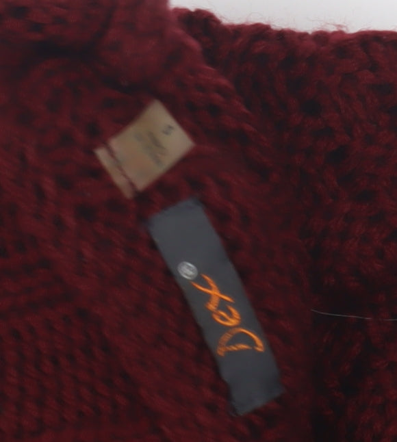 Dex Women's Red Cable-Knit Roll Neck Jumper, Size S