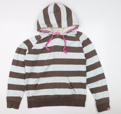 Joules Women's Striped Brown Ivory Hoodie Size 12