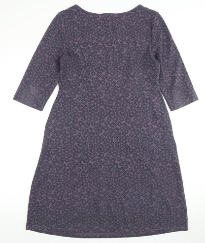 White Stuff Grey Geometric 3/4 Sleeve Women's Dress Size 12