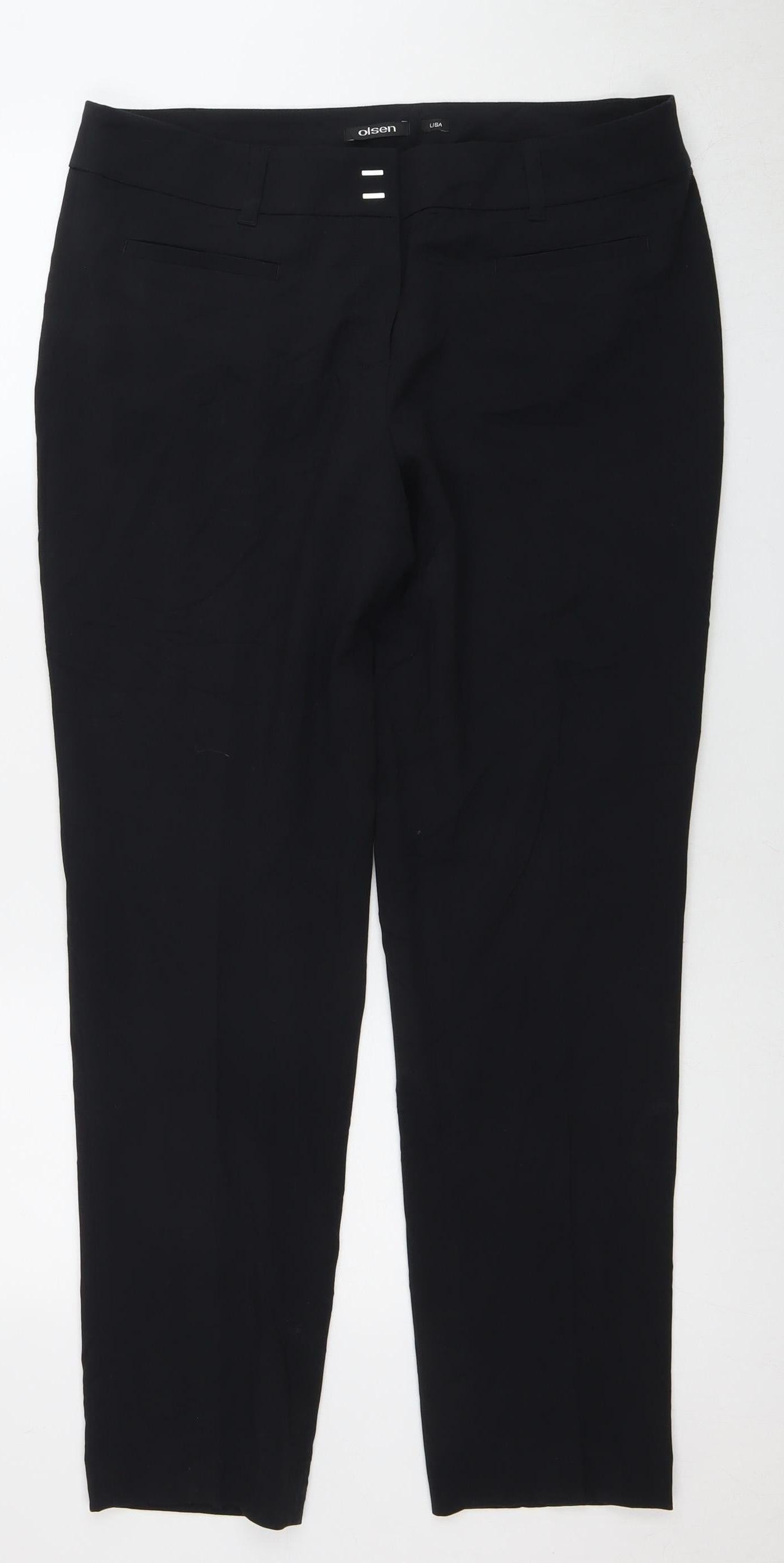 Olsen Women's Black Trousers, Size M, Elegant Style