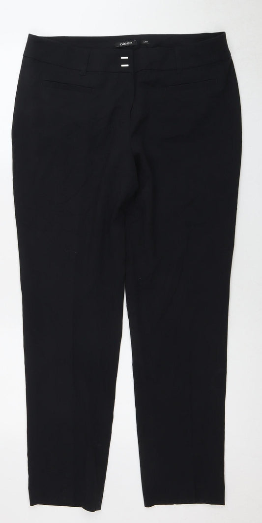 Olsen Women's Black Trousers, Size M, Elegant Style