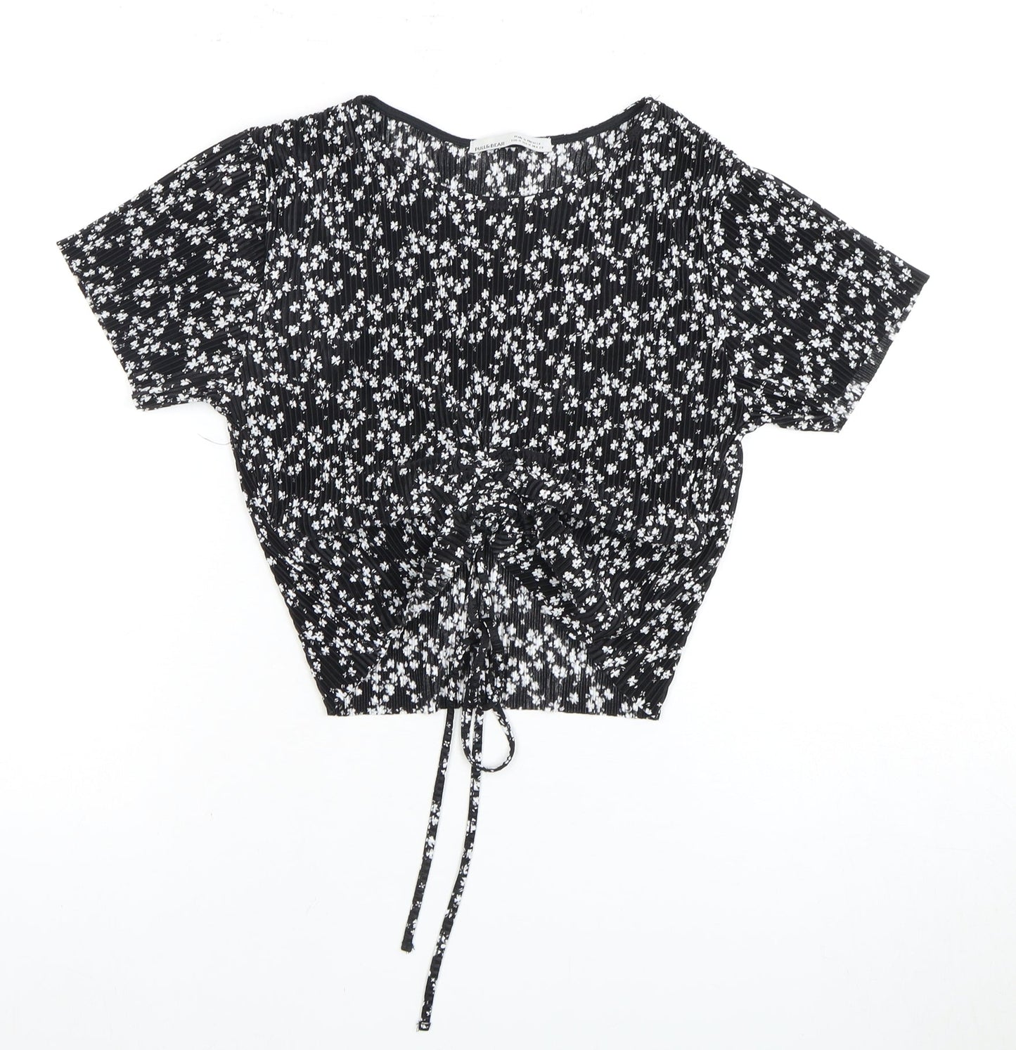 Womens UK Size 12 Pull&Bear Black Cropped Blouse