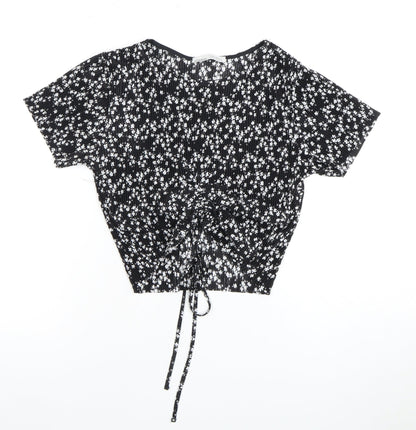 Womens UK Size 12 Pull&Bear Black Cropped Blouse