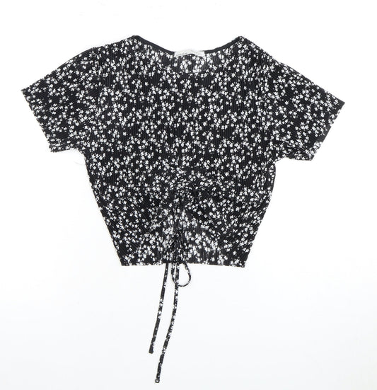 Womens UK Size 12 Pull&Bear Black Cropped Blouse