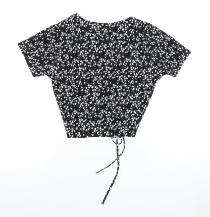 Womens UK Size 12 Pull&Bear Black Cropped Blouse