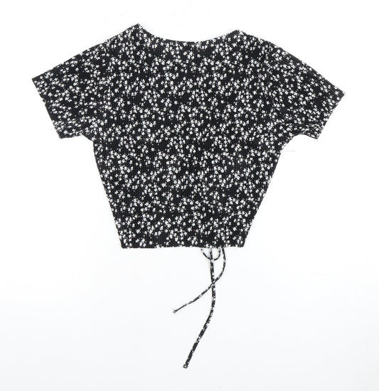 Womens UK Size 12 Pull&Bear Black Cropped Blouse