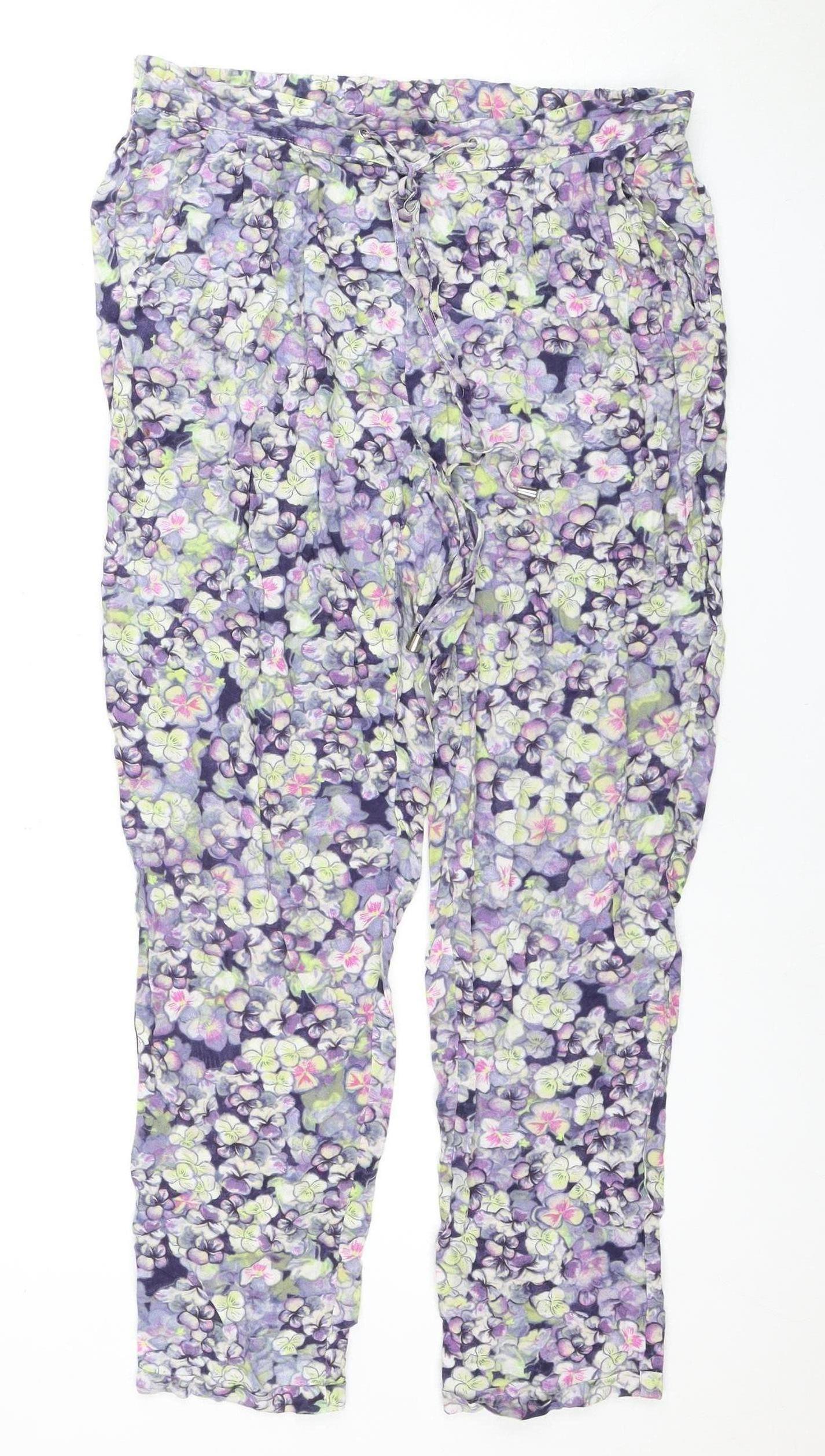 Womens UK Size 10 Warehouse Regular Fit Casual Multicoloured Trousers
