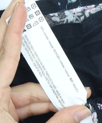 Pull&Bear Women's Black A-Line Floral Skirt, Size 10