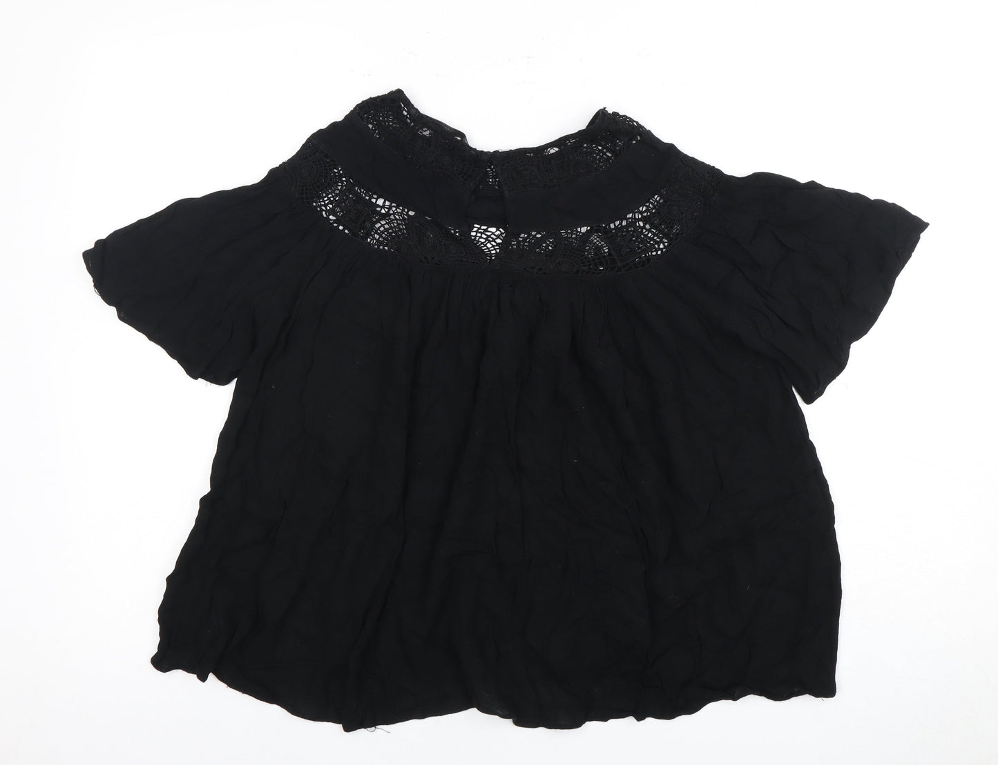 Womens UK Size 2XS Zara Black Basic Blouse