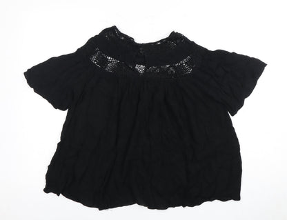 Womens UK Size 2XS Zara Black Basic Blouse