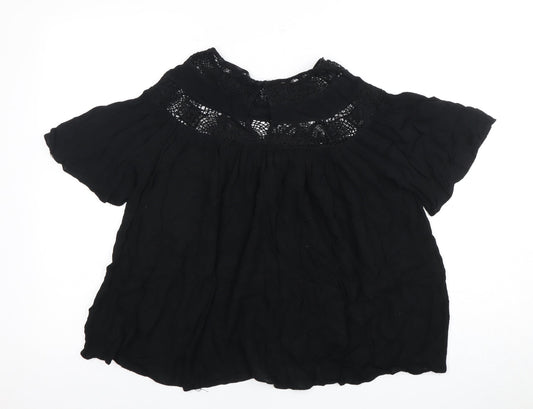 Womens UK Size 2XS Zara Black Basic Blouse