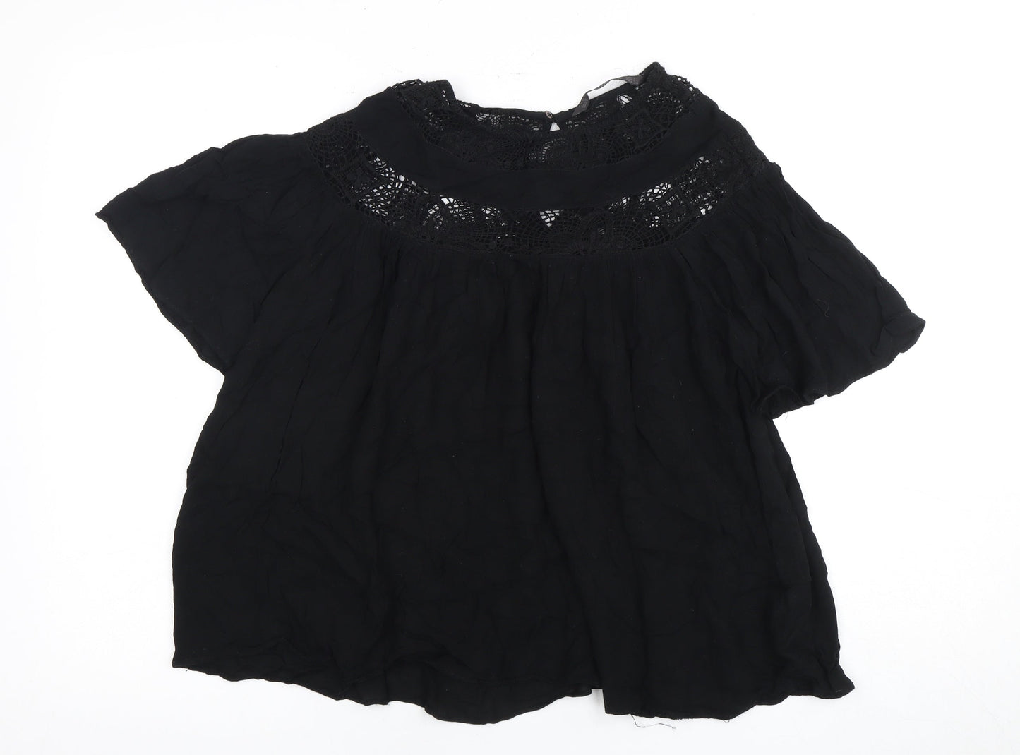 Womens UK Size 2XS Zara Black Basic Blouse