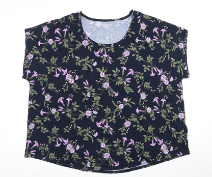 Lands' End Women's Floral T-Shirt - Size 18 Multicoloured