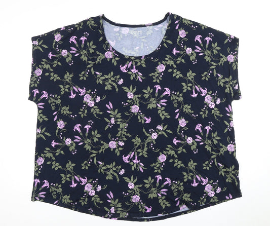 Lands' End Women's Floral T-Shirt - Size 18 Multicoloured