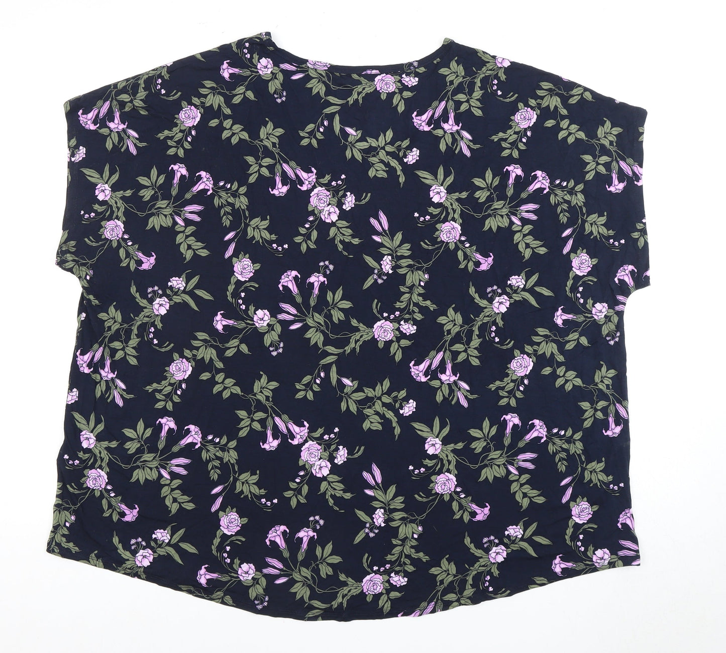 Lands' End Women's Floral T-Shirt - Size 18 Multicoloured