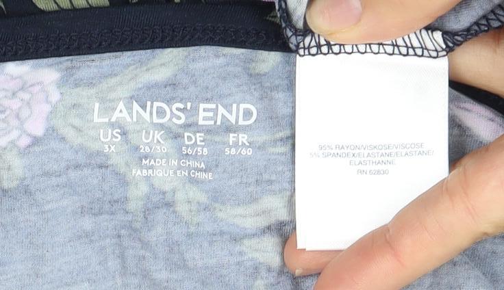 Lands' End Women's Floral T-Shirt - Size 18 Multicoloured