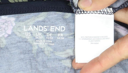 Lands' End Women's Floral T-Shirt - Size 18 Multicoloured