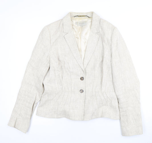 Hobbs Women's Ivory Linen Blazer, Size 12, Lined Two-Button