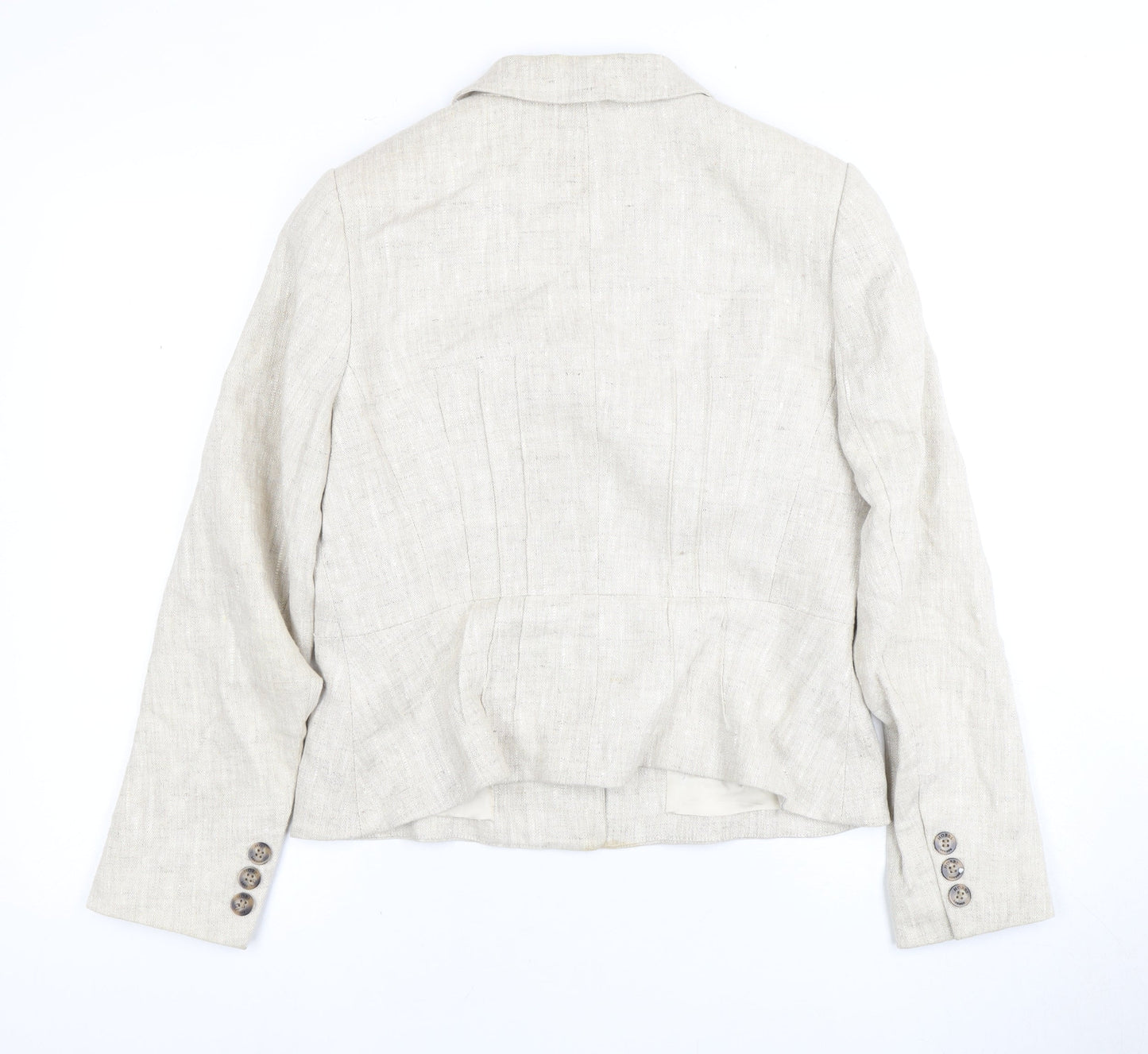 Hobbs Women's Ivory Linen Blazer, Size 12, Lined Two-Button