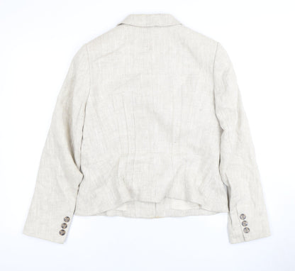 Hobbs Women's Ivory Linen Blazer, Size 12, Lined Two-Button