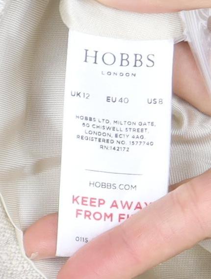 Hobbs Women's Ivory Linen Blazer, Size 12, Lined Two-Button
