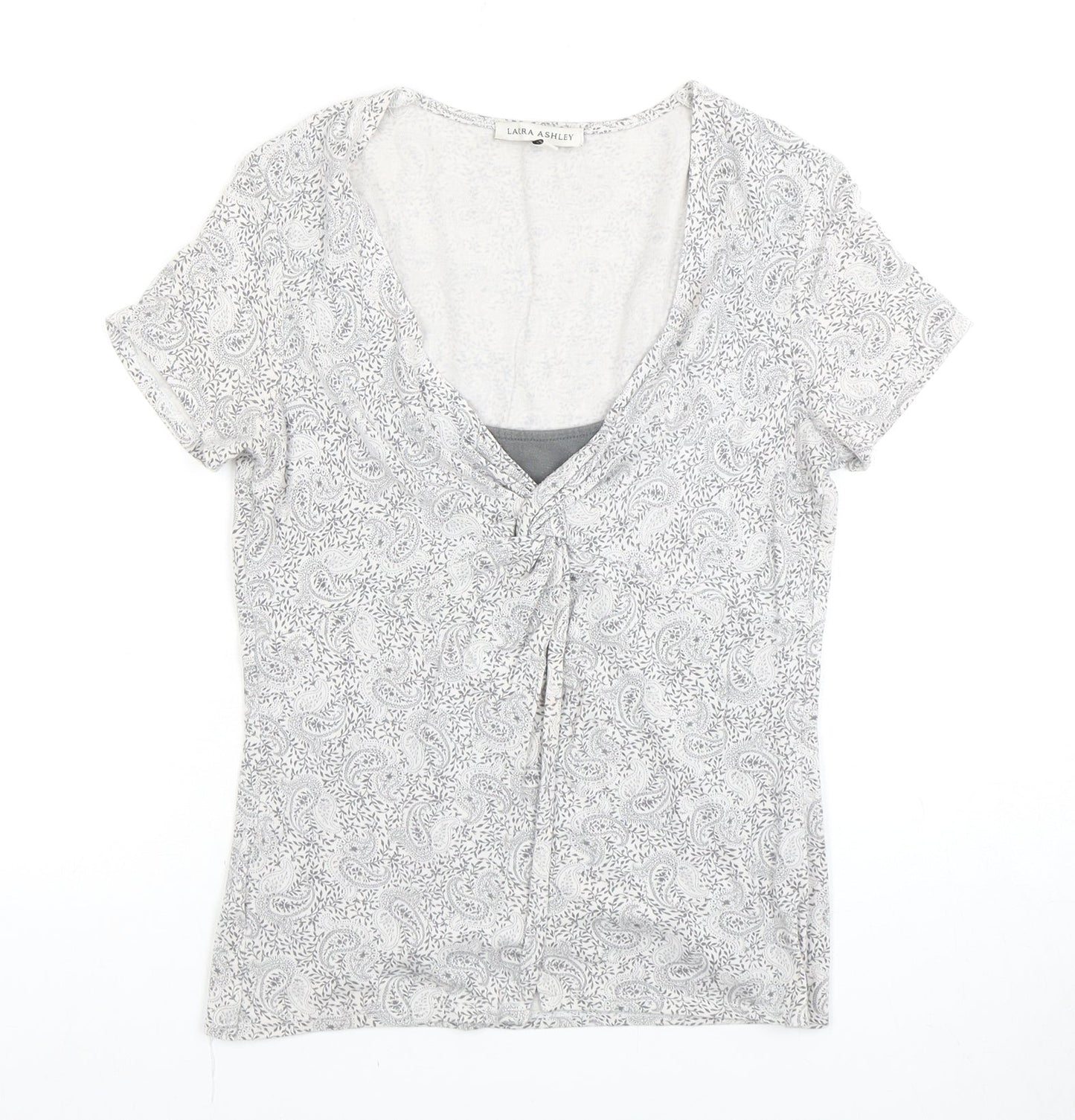 Womens UK Size 8 Laura Ashley Grey Basic Blouse