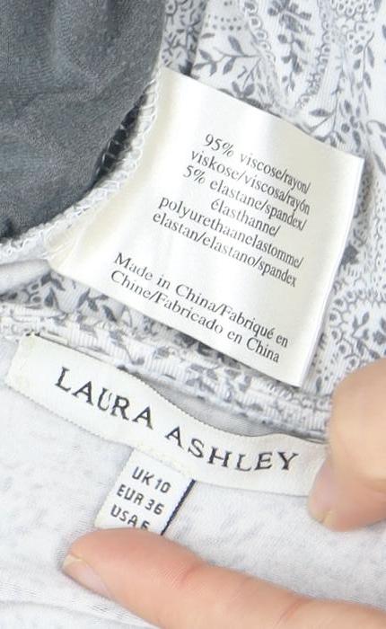 Womens UK Size 8 Laura Ashley Grey Basic Blouse