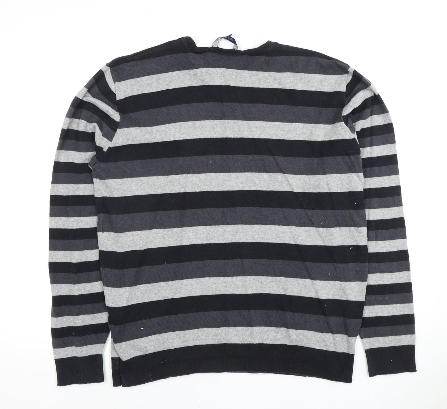 Sonneti Men's Black & Grey Striped Jumper - L