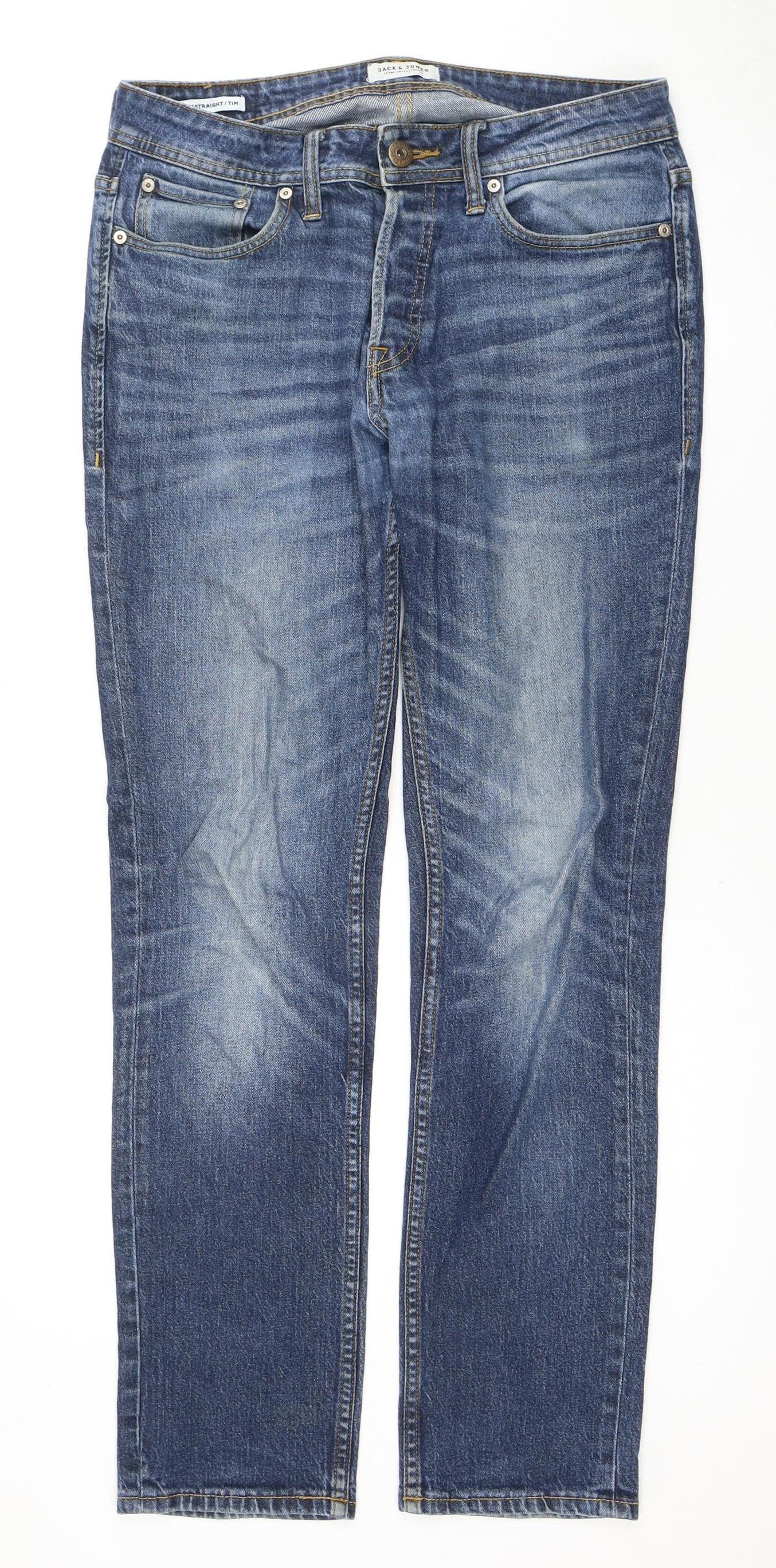 Jack & Jones Men's Blue Straight Jeans Size 30-32