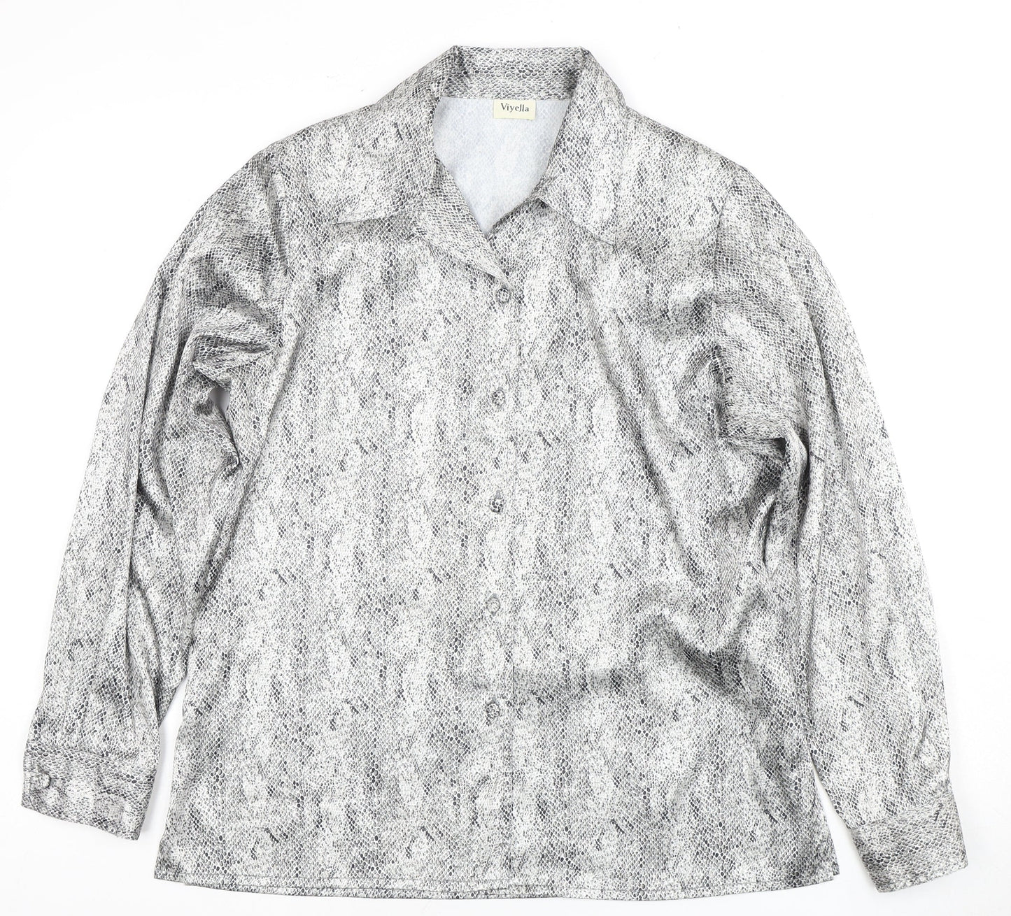 Womens UK Size 12 Viyella Grey Basic Button-Up