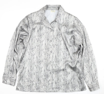 Womens UK Size 12 Viyella Grey Basic Button-Up