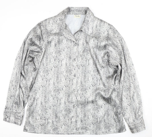 Womens UK Size 12 Viyella Grey Basic Button-Up