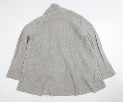 Laura Ashley Women's Grey Open Front Cardigan Wool Knit Size 12