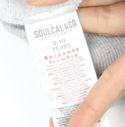 SoulCal&Co Boys Grey Pullover Hoodie, Logo, 9-10 Years