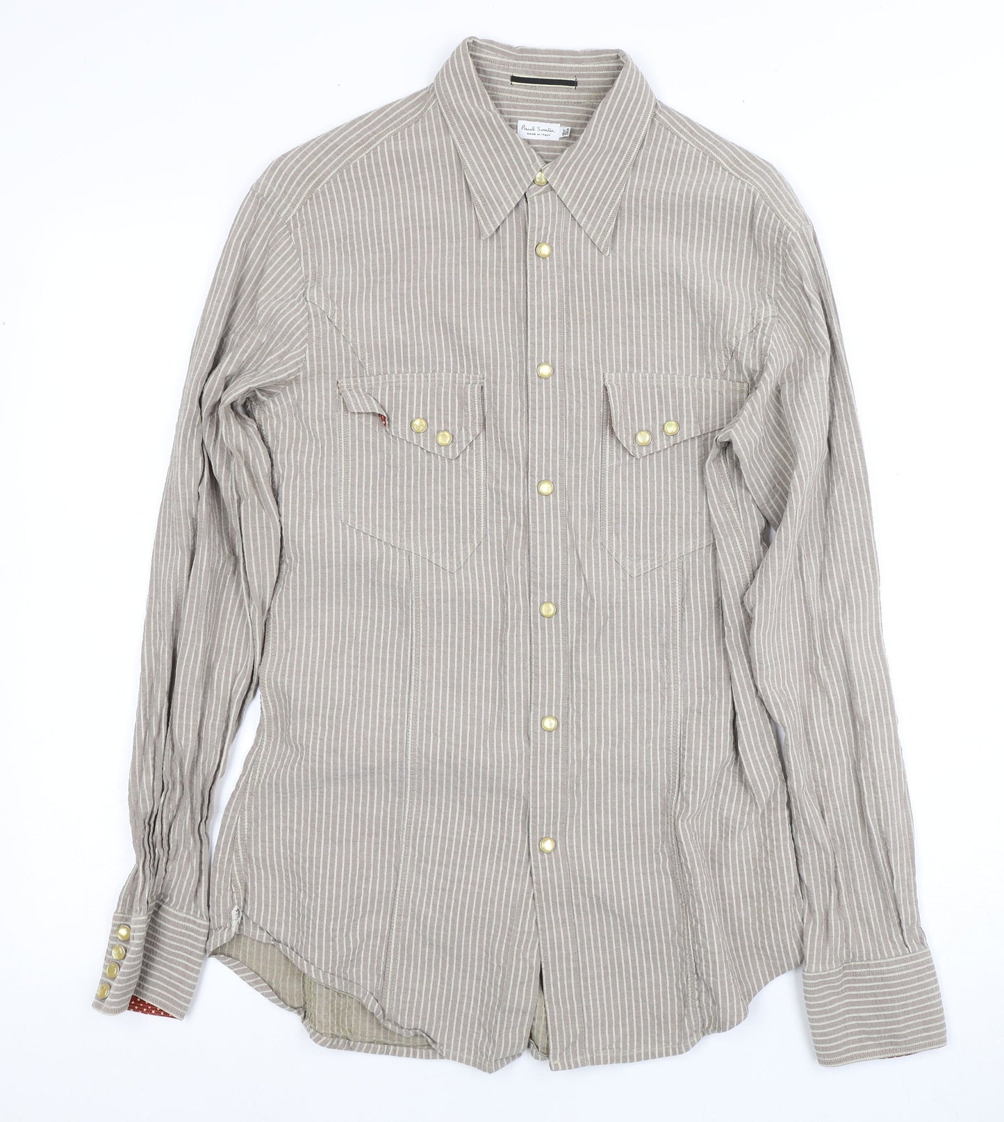 Unisex Adults UK Size 15 1/2 Paul Smith Beige  Button-Up