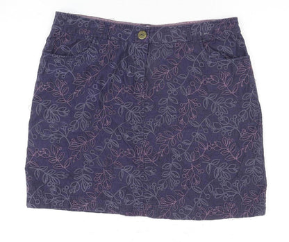 Mantaray Women's Blue Floral Corduroy Skirt, Size 14
