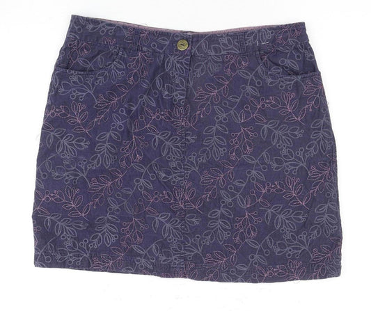 Mantaray Women's Blue Floral Corduroy Skirt, Size 14
