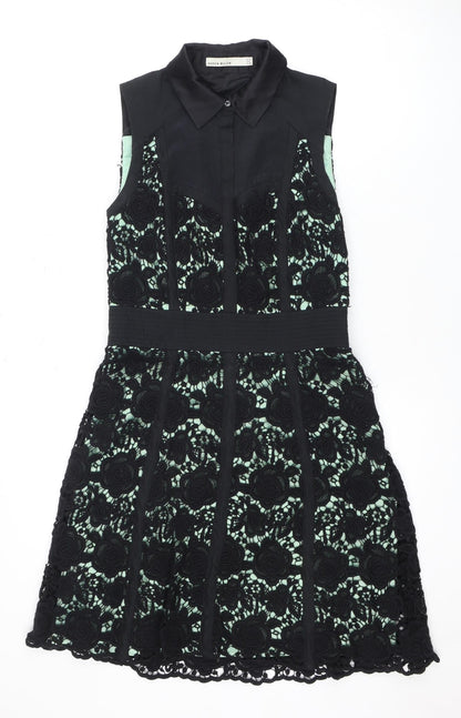 Karen Millen Women's Black A-Line Floral Dress Size 10