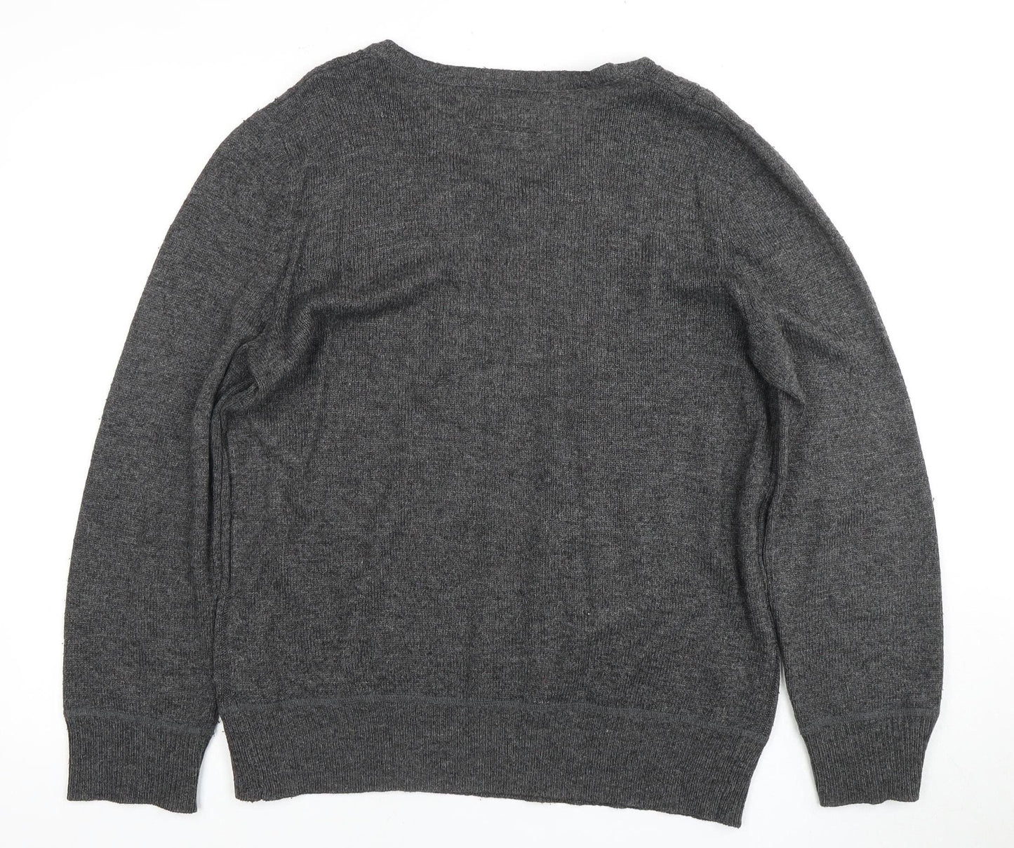 Soulcal & Co Men's Grey V-Neck Cable-Knit Pullover S