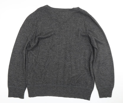 Soulcal & Co Men's Grey V-Neck Cable-Knit Pullover S