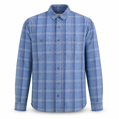 Jasper Conran Men's Blue Plaid Long Sleeve Shirt M