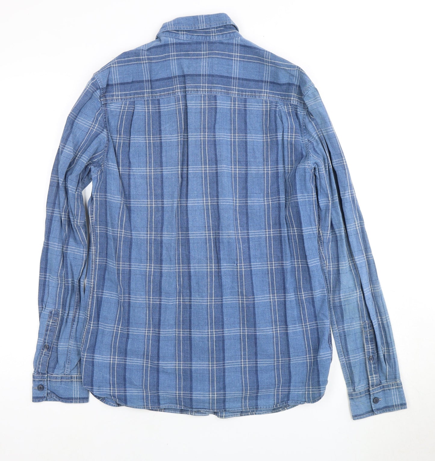 Jasper Conran Men's Blue Plaid Long Sleeve Shirt M