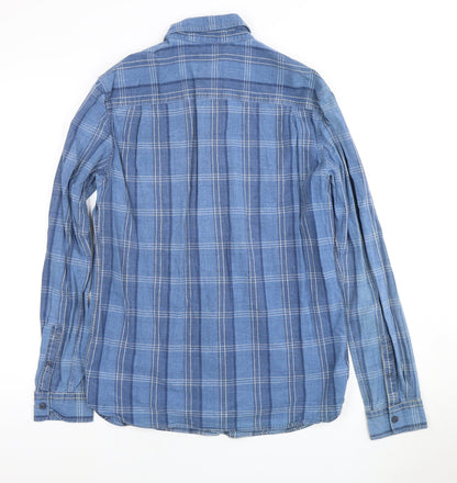 Jasper Conran Men's Blue Plaid Long Sleeve Shirt M
