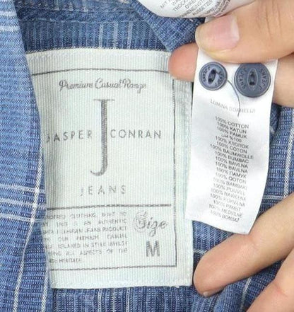 Jasper Conran Men's Blue Plaid Long Sleeve Shirt M