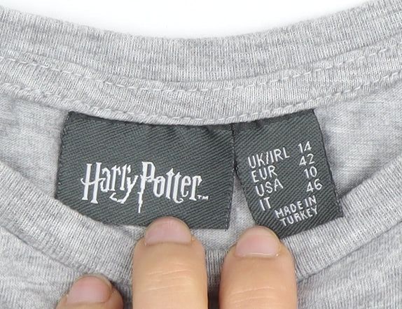 Unisex Adults UK Size 14 Harry Potter Grey Basic T-Shirt