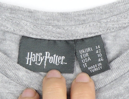 Unisex Adults UK Size 14 Harry Potter Grey Basic T-Shirt